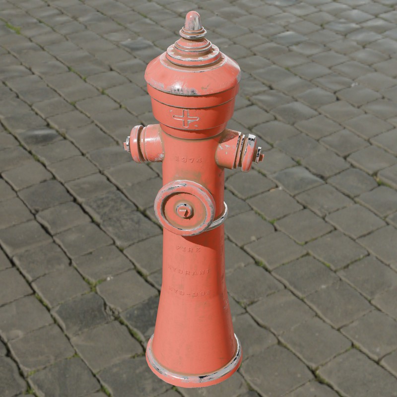 Rusty Fire Hydrant – Low Poly PBR with LODs (4 Variations)