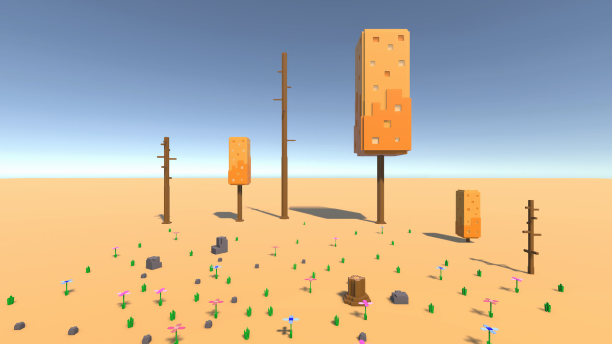 Stylized Tall Voxel Trees Pack – Vertical Fantasy Forest