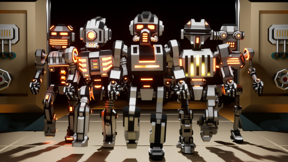 Modular Sci-Fi Robot Low-poly Stylized
