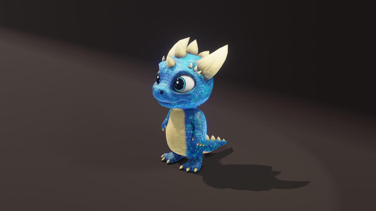 Cartoon Blue Dinosaur 3D Model – Animated Character
