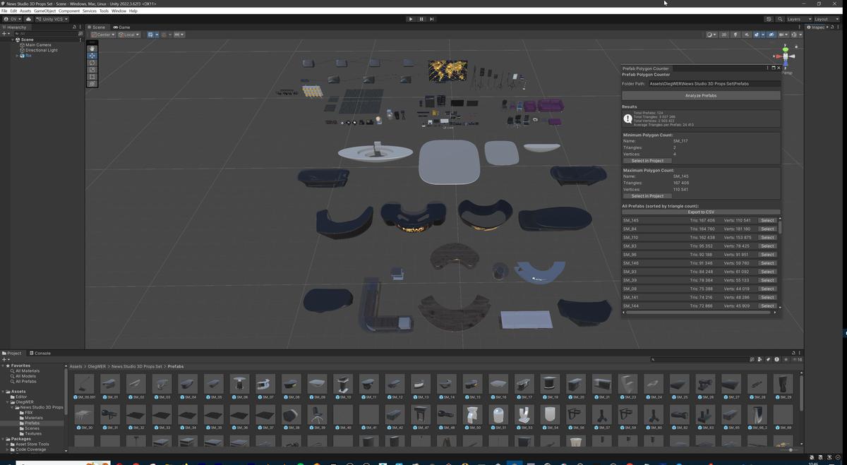 News Studio 3D Props Set - Broadcast Desks, Studio Lights, Furniture for VR