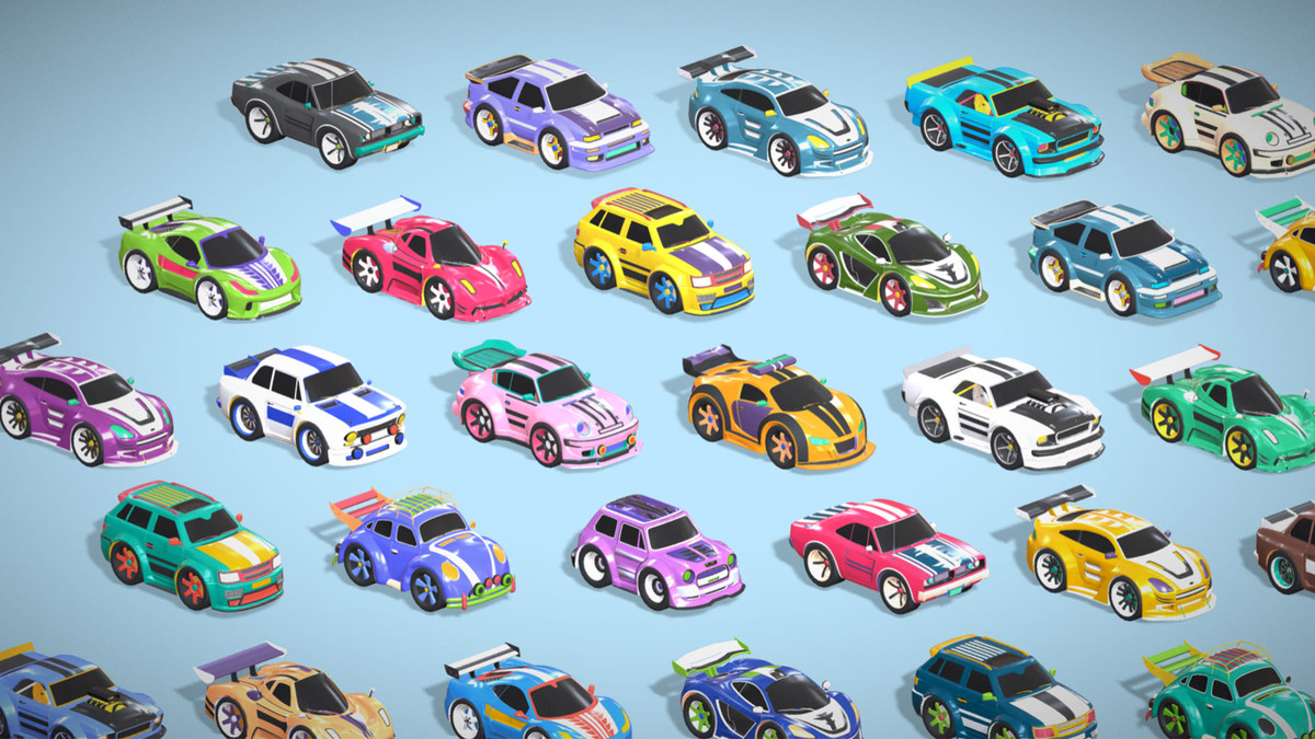 Tiny Sports Car Pack - 66 Low Poly Cute Toon Style Mini Racing Cars Chibi Style