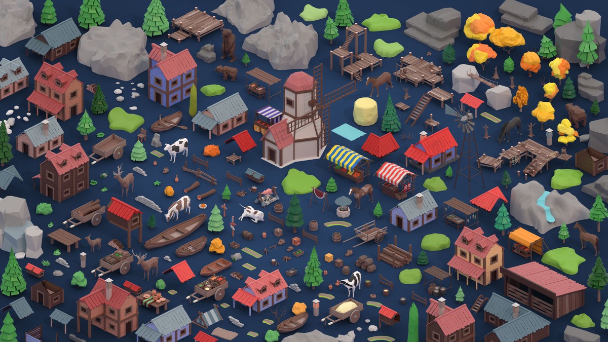Village - Low Poly 3D Models Pack