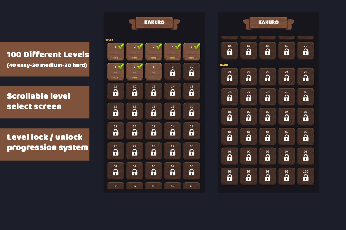 Kakuro Puzzle - Complete Game Template