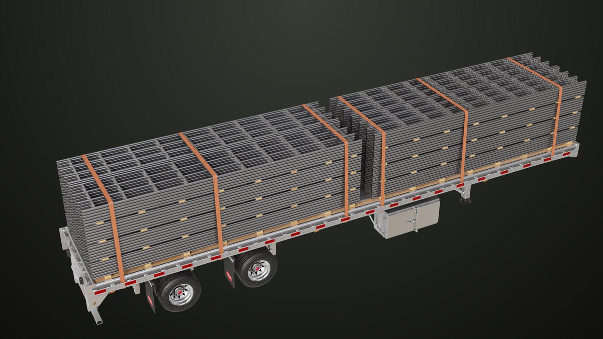 Flatbed Trailer with 7 Loads Single Mat URP HDRP Textures