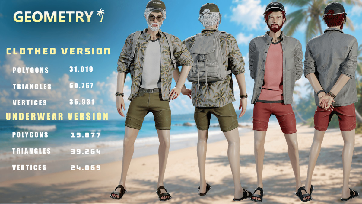 Casual Summer Guy – Modular Game Character