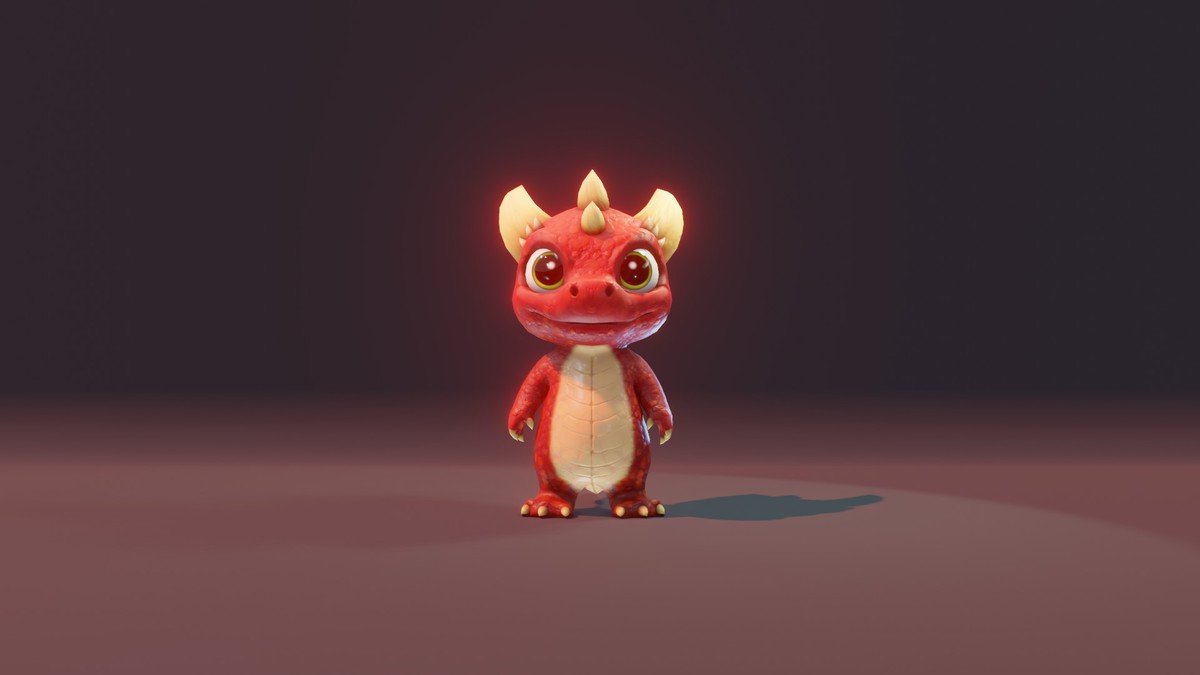 Cartoon Red Dinosaur 3D Model – Animated Character