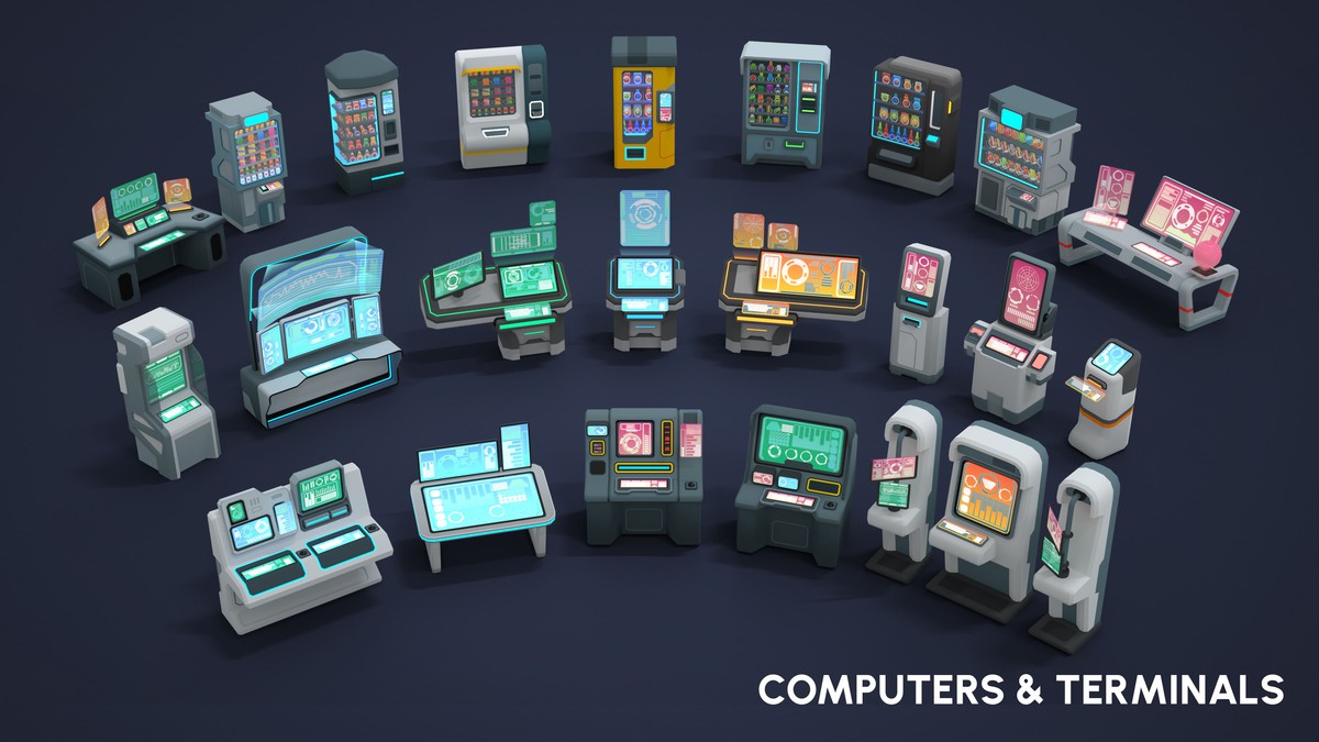 Sci-Fi Props - Low Poly 3D Models Pack