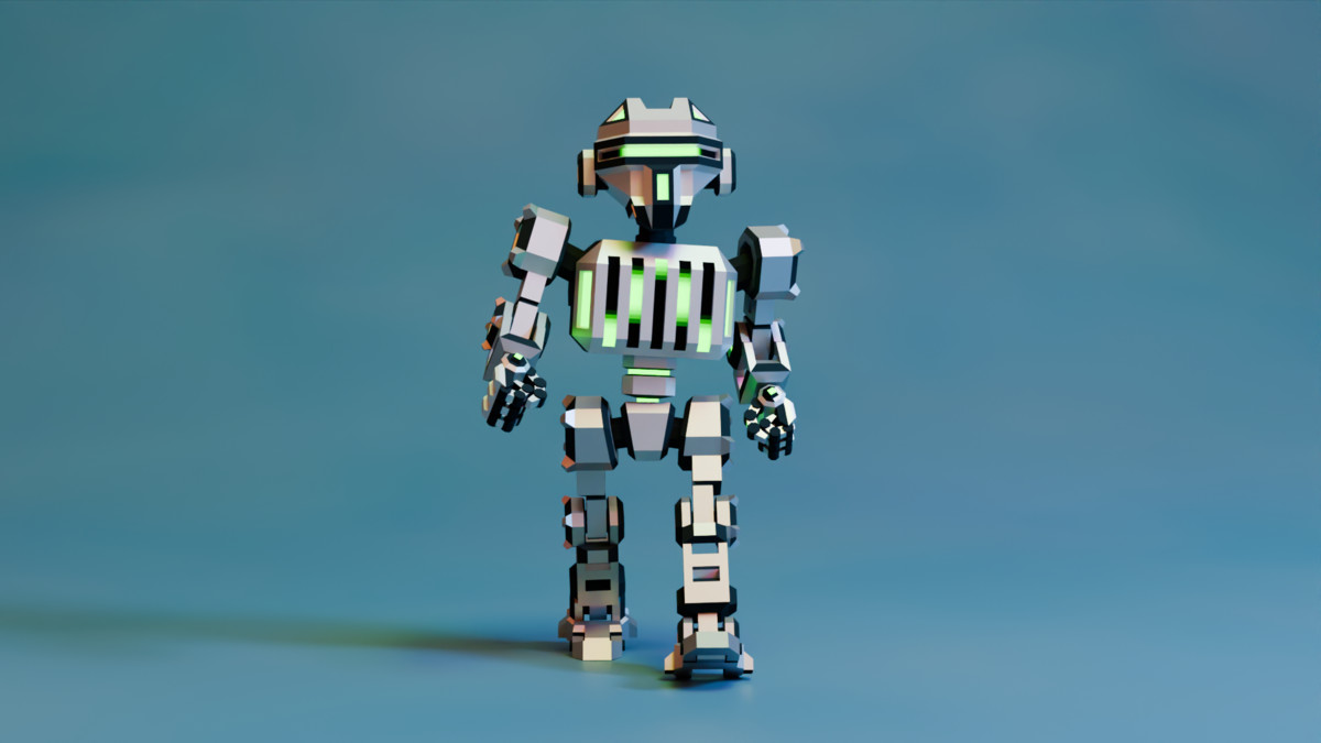 Sci-Fi Robot X-25.3 low-poly stylized