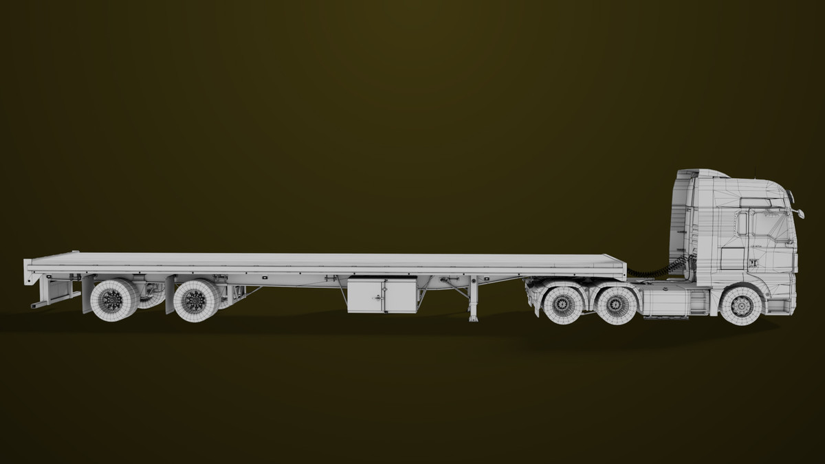 Heavy Truck 04 Flatbed Load Trailer URP HDRP Textures