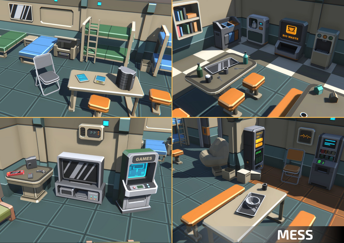 Low Poly Sci-Fi 3-Pack Bundle - Retro Style