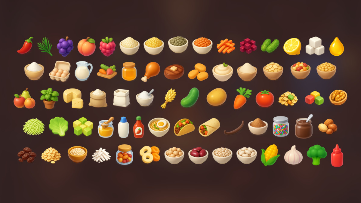 Food Ingredients Icons Pack Cooking Crafting Kitchen Items Collection