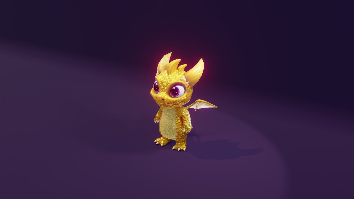 Cartoon Gold Dragon 3D Model (Low-Poly, Game-Ready, Animated, Built-In)
