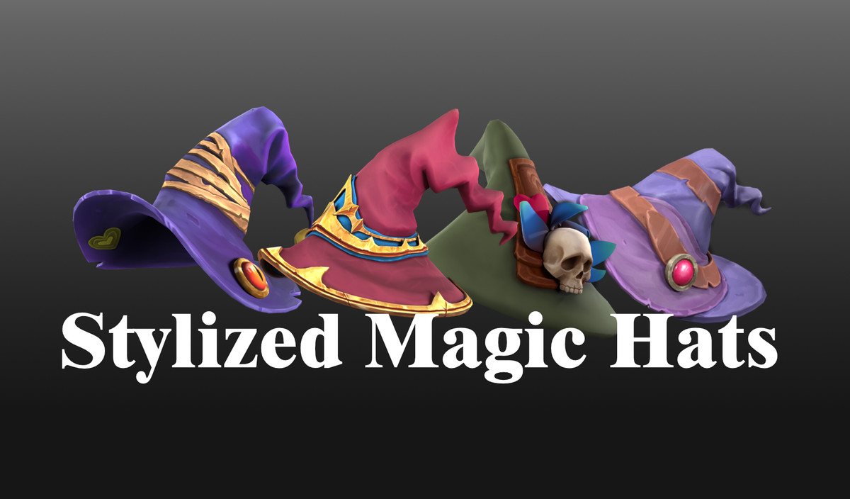 Stylized Magic Hats l Game Ready l Handpainted