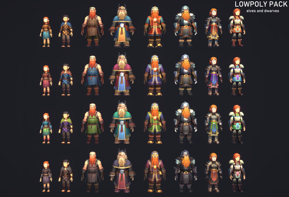 LowpolyPack_Elves and Dwarves
