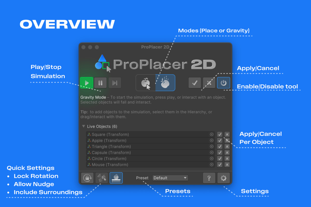 ProPlacer 2D - Editor Physics Placement Tool