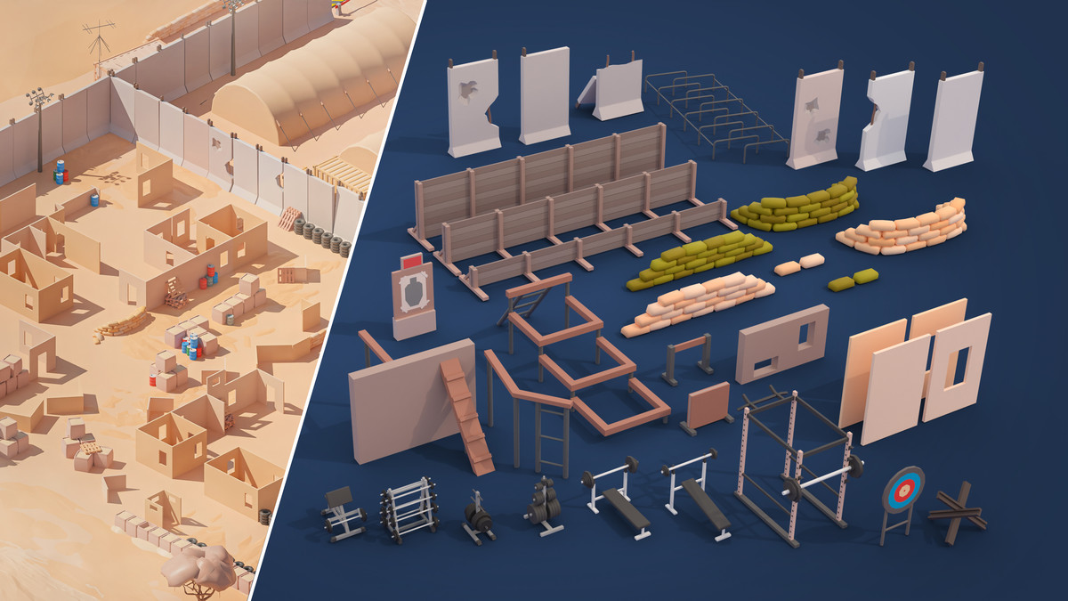 Military Desert - Low Poly 3D Models Pack