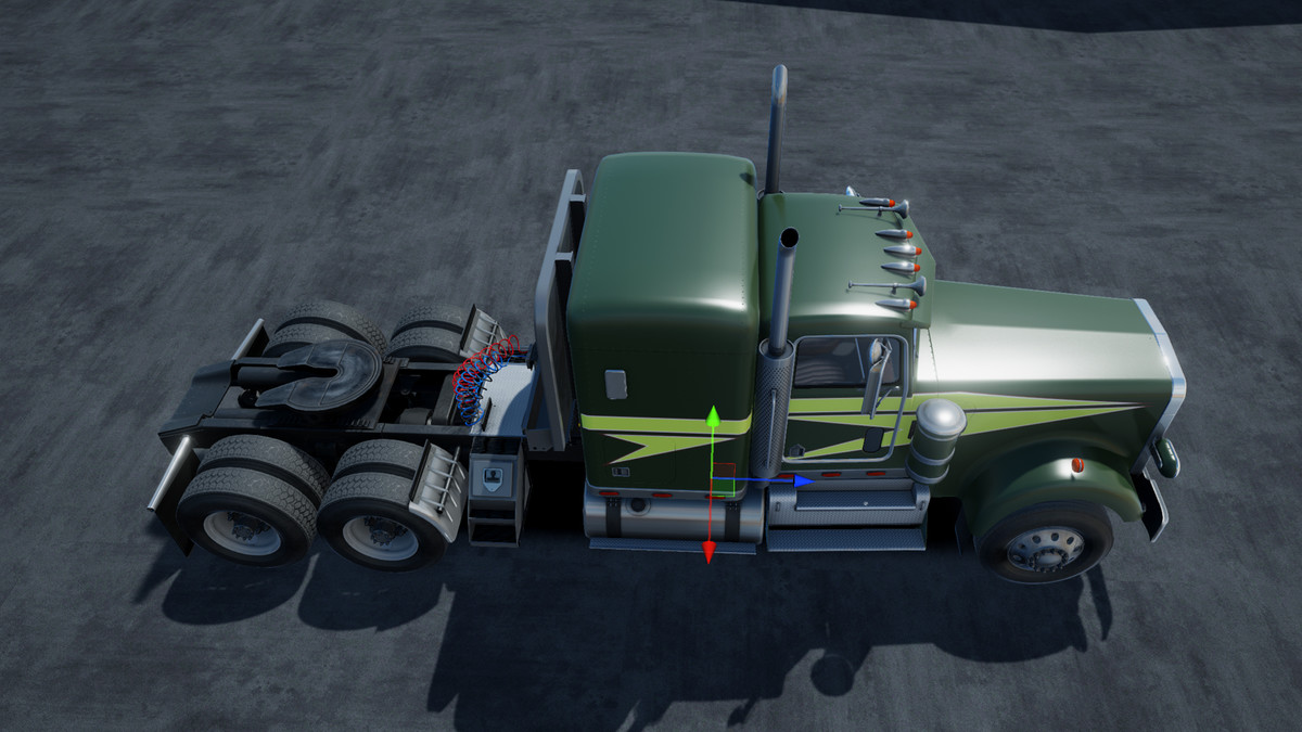 Semitruck with dump trailer