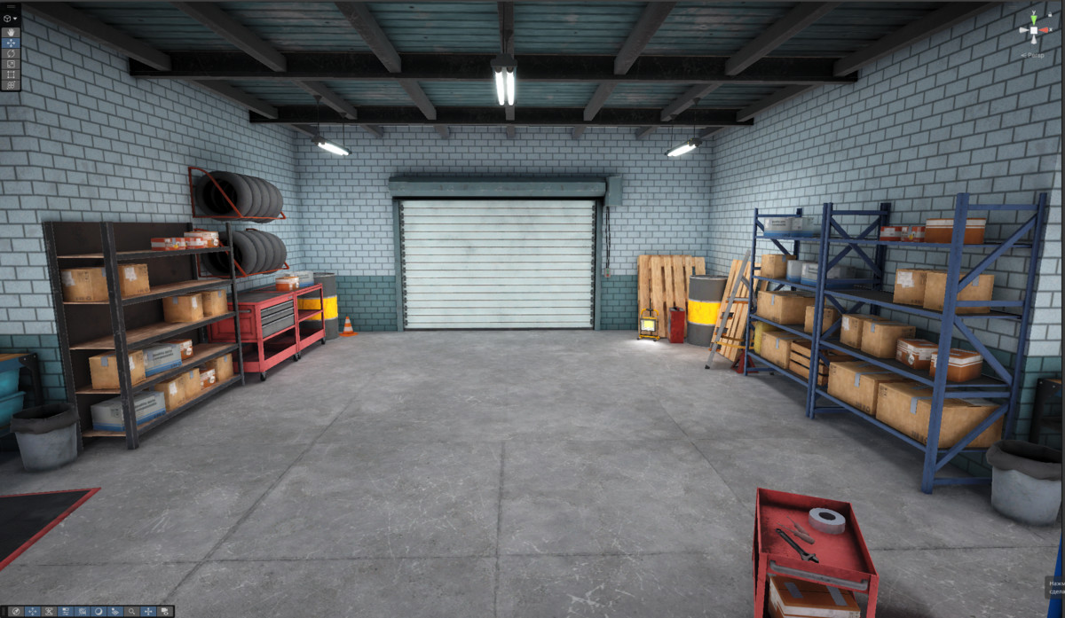 Garage-Autoservice Low-poly 3D models URP