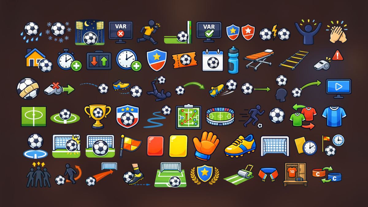 Soccer Football Game UI Icons Pack for Sports Simulation Arcade and Casual Games