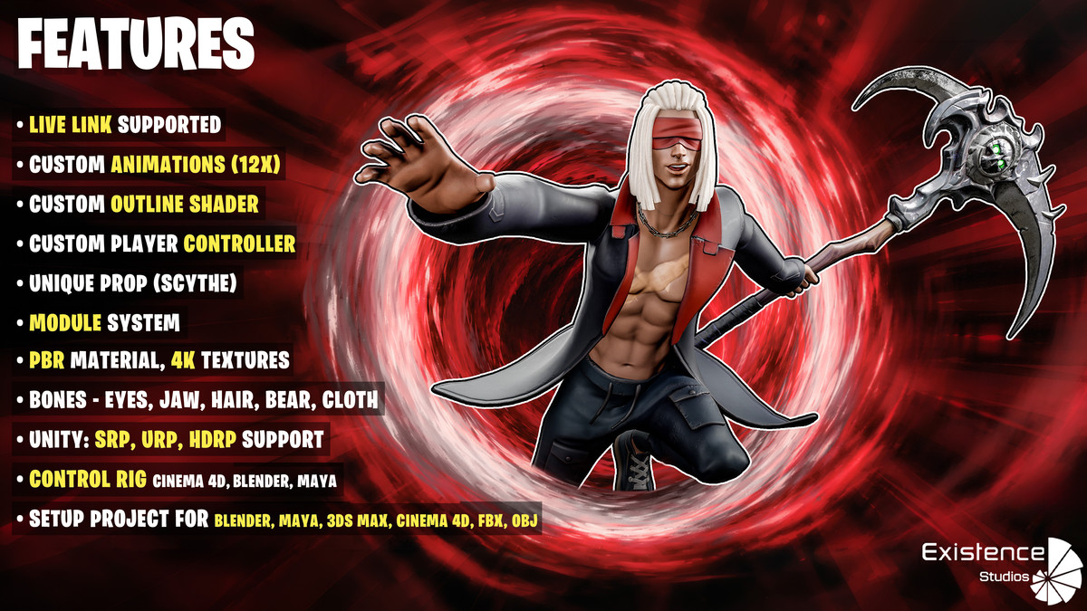 Shadow Reaper - Cyberpunk Sci-Fi Character with Scythe