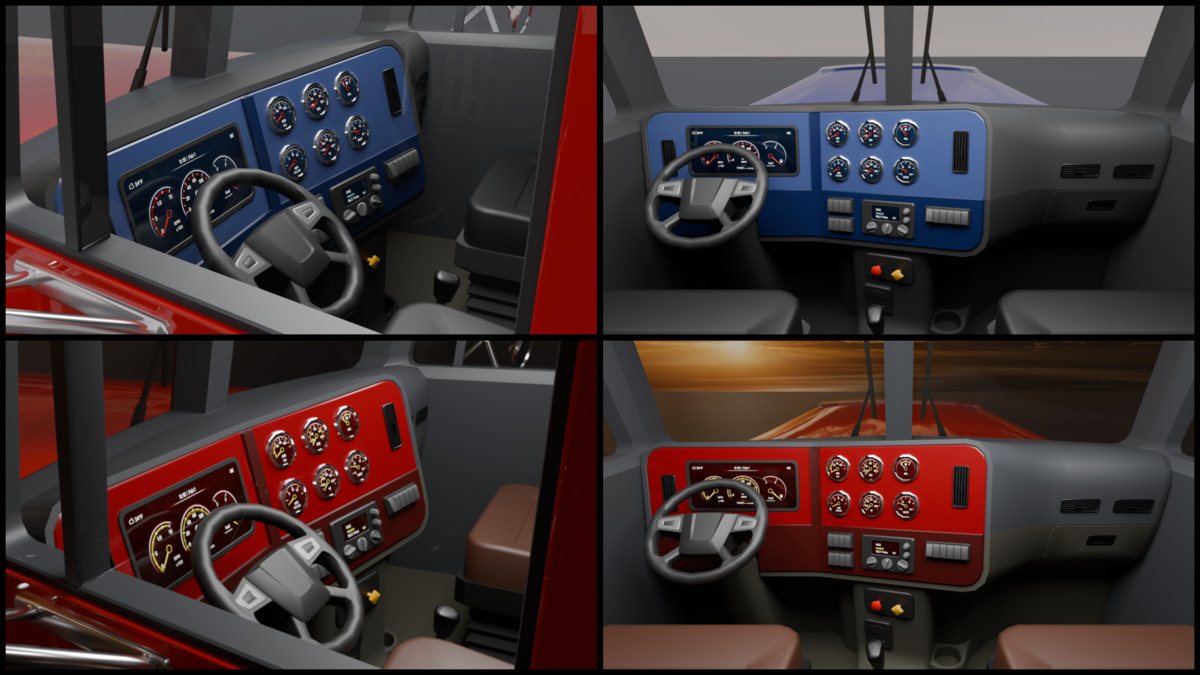 Realistic American Semi Truck + Container Trailer (11 Truck + 7 Trailer Colors)