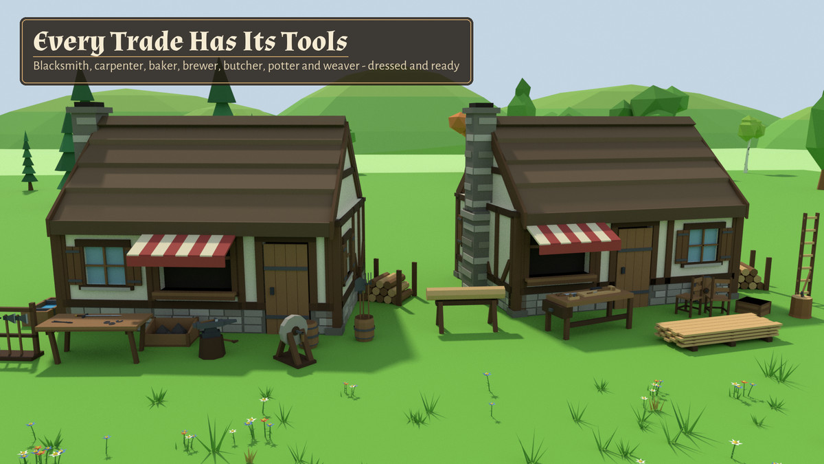 Low Poly Medieval Village - Modular Kit
