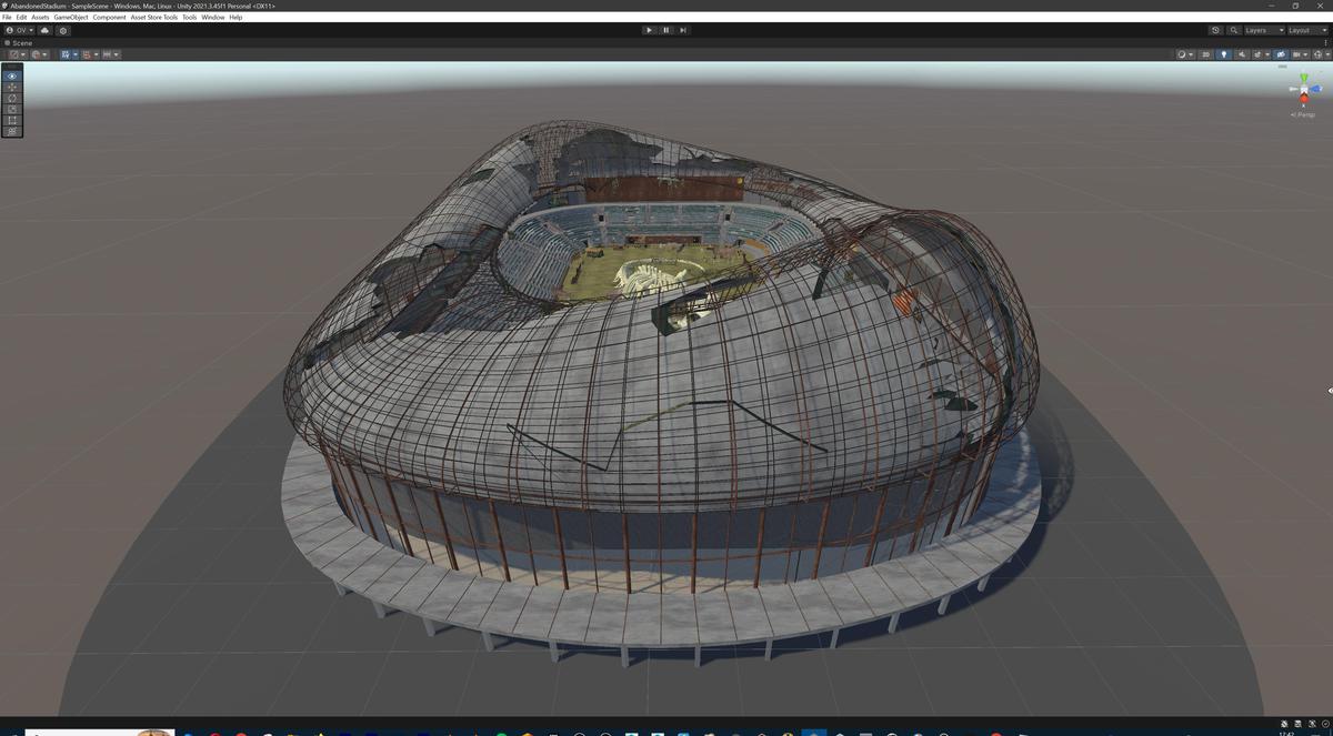 Abandoned Post-Apocalyptic Football Stadium - Modular Environment 3d Level