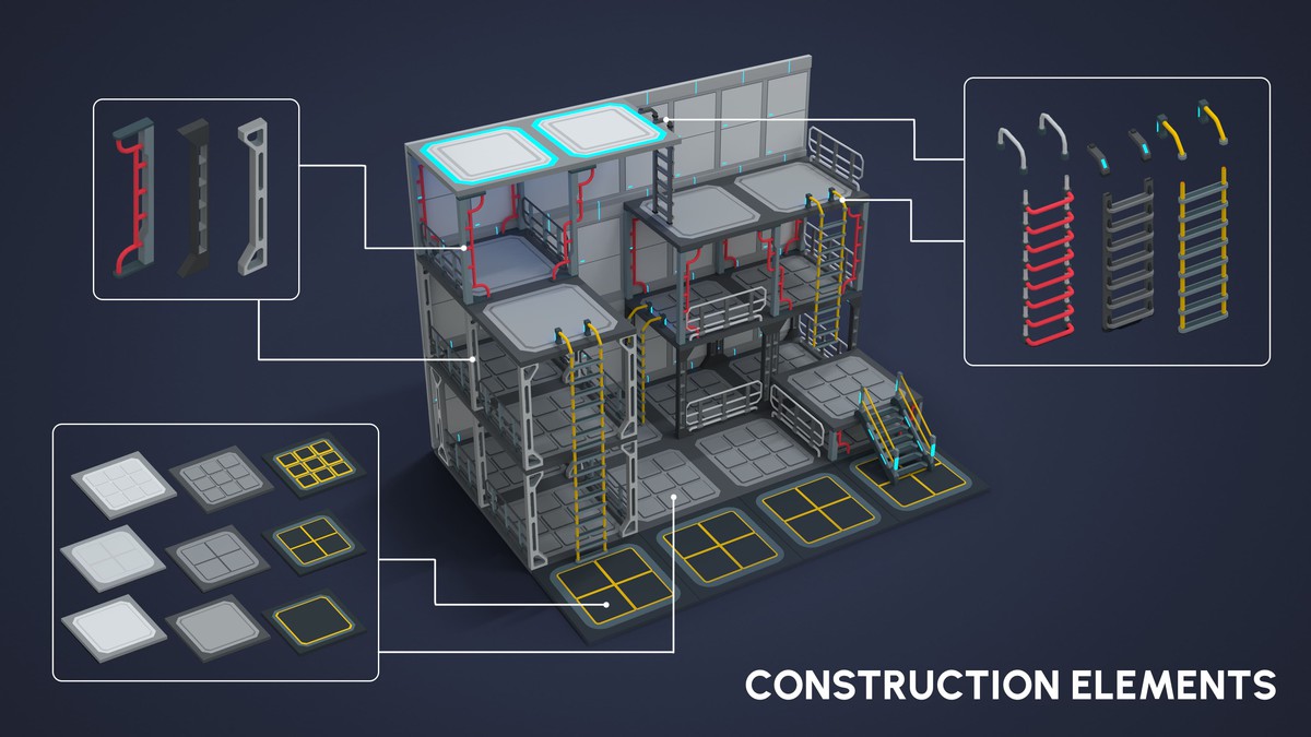 Sci-Fi Props - Low Poly 3D Models Pack