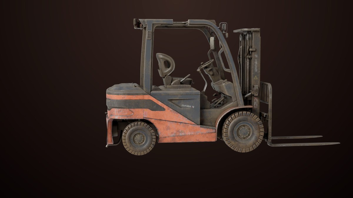 Old Dusty Forklift Truck03 Orange URP HDRP Textures