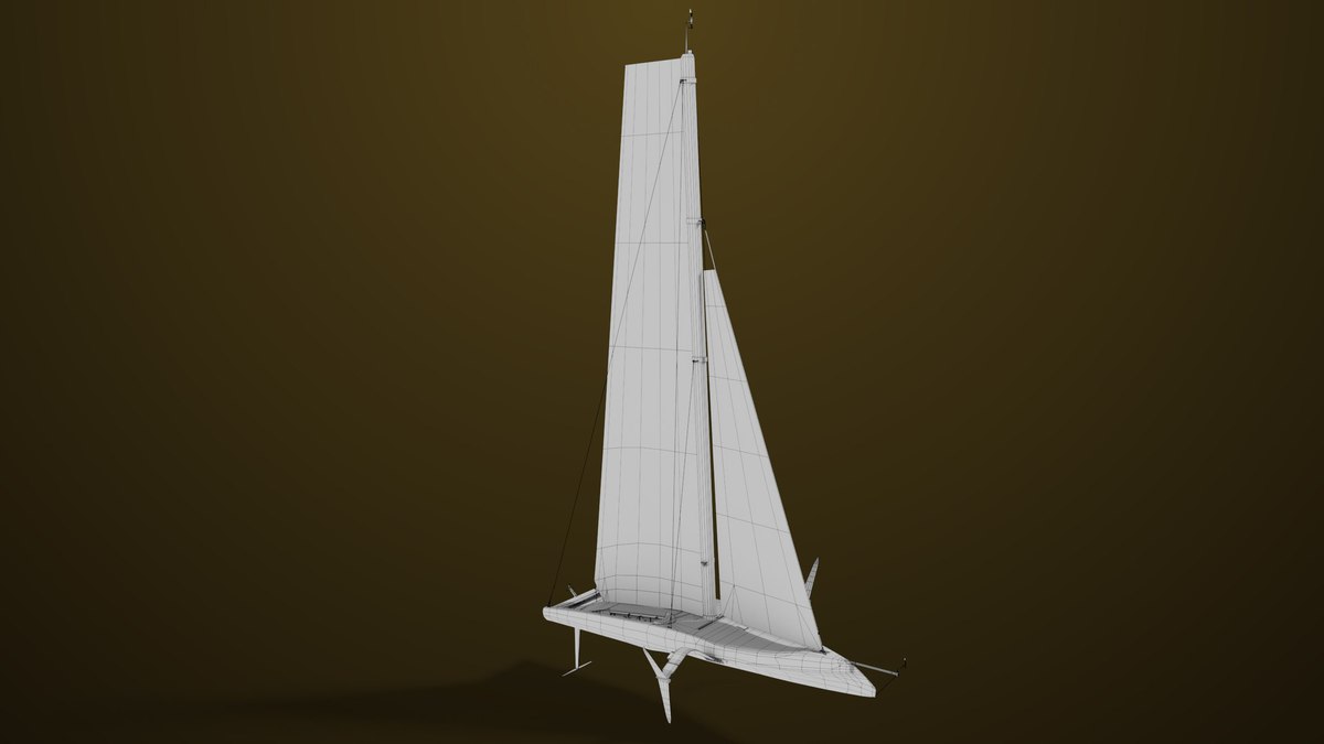 Yacht Hydrofoil Sailing Boat Blue URP HDRP Textures