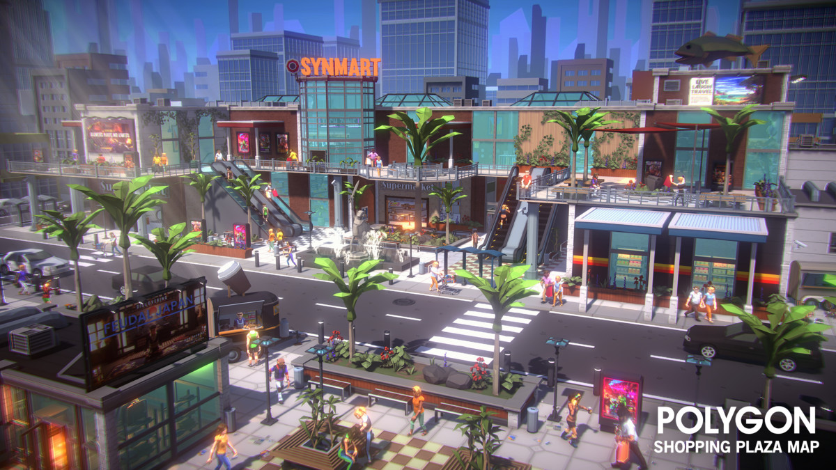 POLYGON - Shopping Plaza Map - Art by Synty
