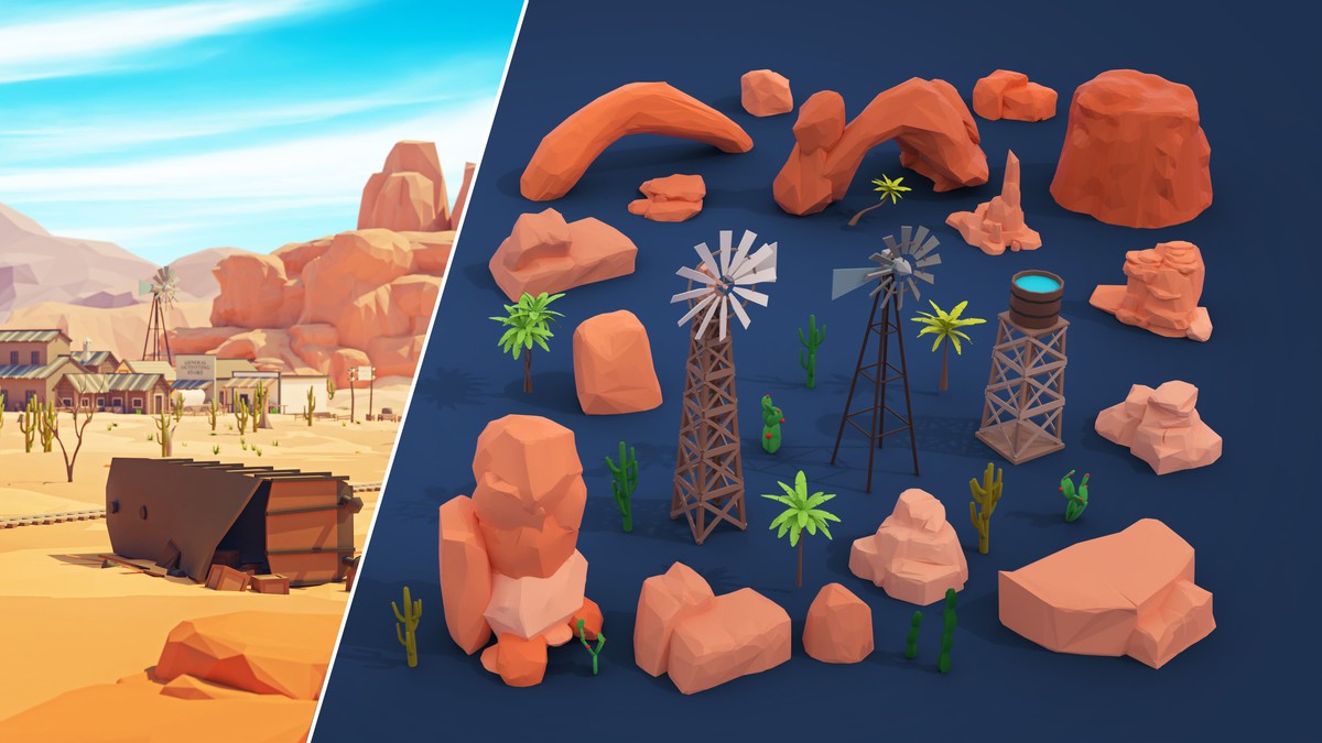 Wild West - Low Poly 3D Models Pack
