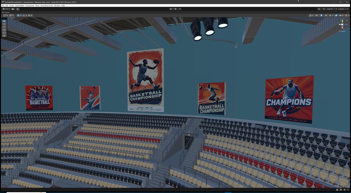 Basketball Arena Stadium Interior - Modular Environment 3D Level