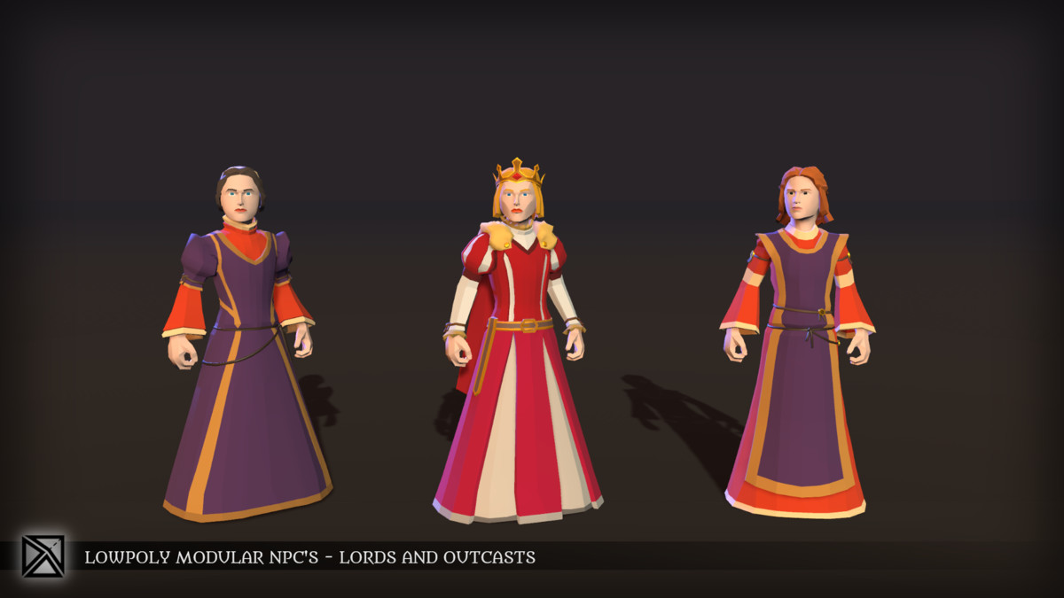 Low Poly Modular NPCs – Lords & Outcasts- LOWPOLY MEDIEVAL FANTASY SERIES