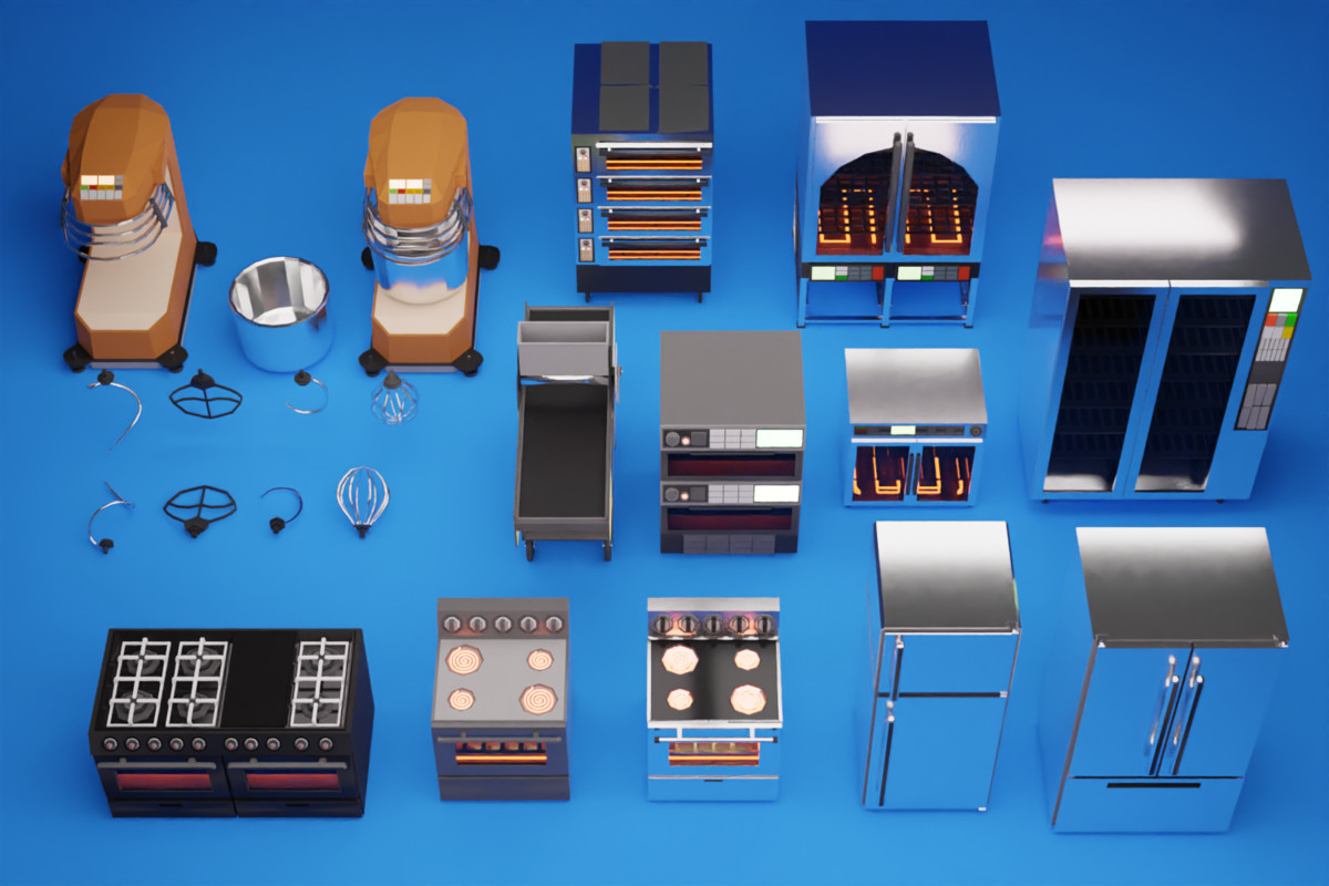 Low-Poly Bakery Props