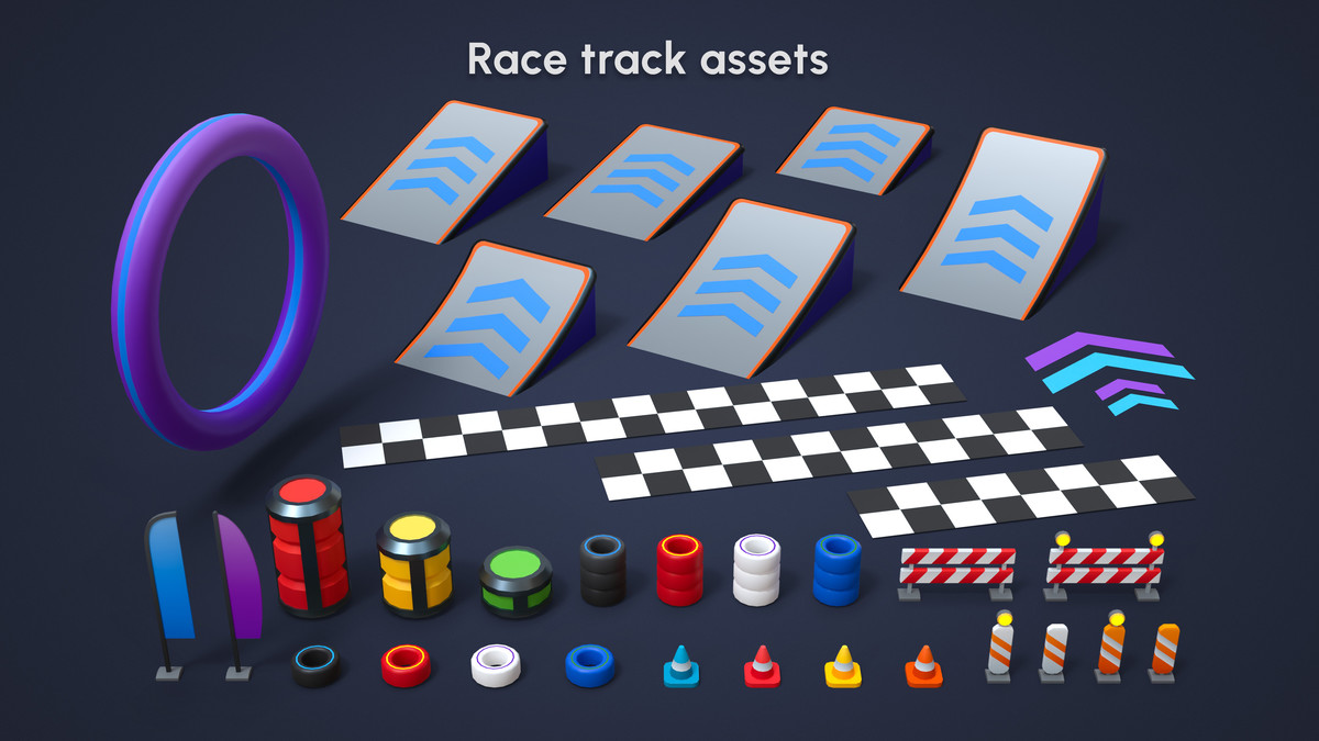 Modular Cyber Racing Cars - Low Poly 3D Models