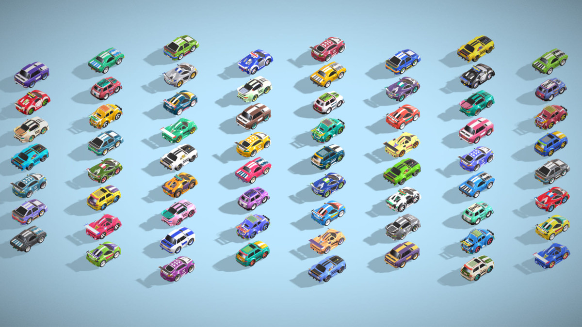 Tiny Sports Car Pack - 66 Low Poly Cute Toon Style Mini Racing Cars Chibi Style