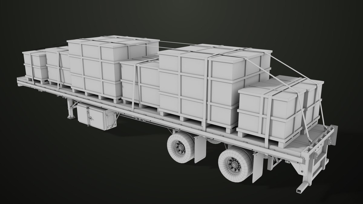 Flatbed Trailer with 7 Loads Single Mat URP HDRP Textures