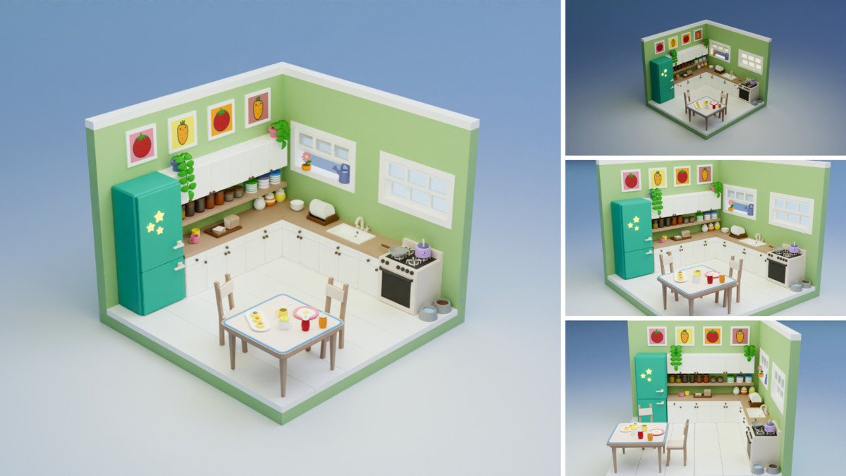 Low Poly Rooms Interiors 3 - Stylized Asset Pack
