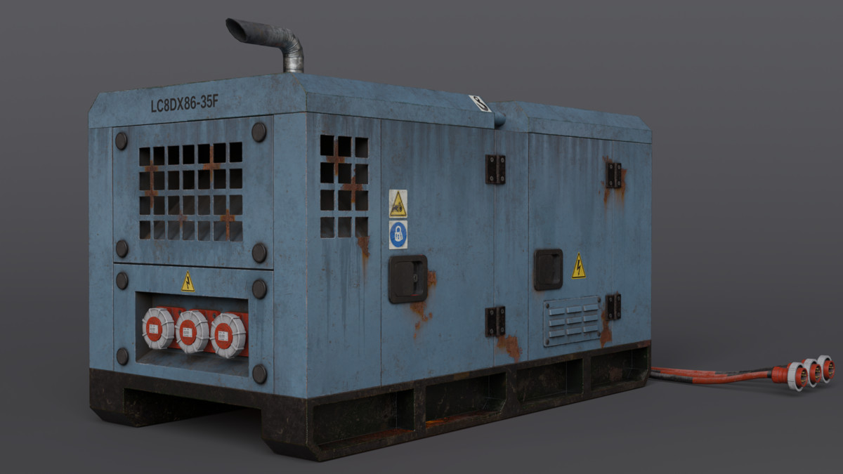 Diesel Generator (Interactive - Game ready)