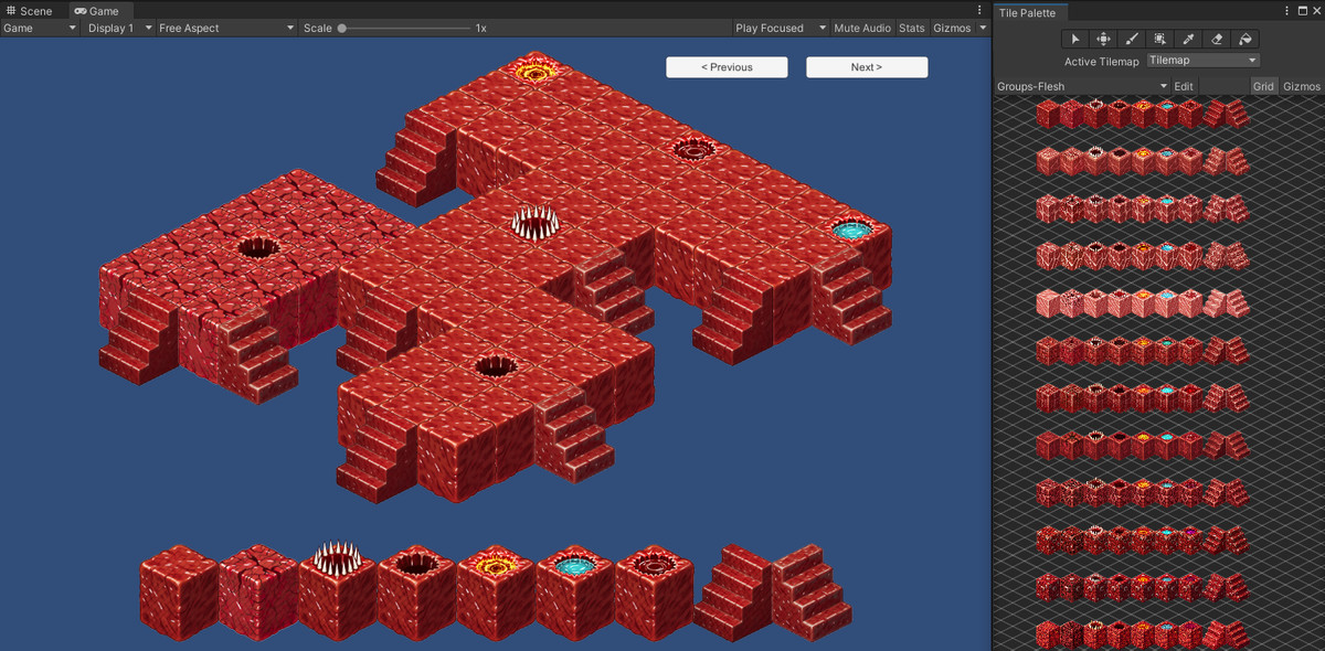 2D Isometric Modular Tileset – Flesh, Blood & Skull