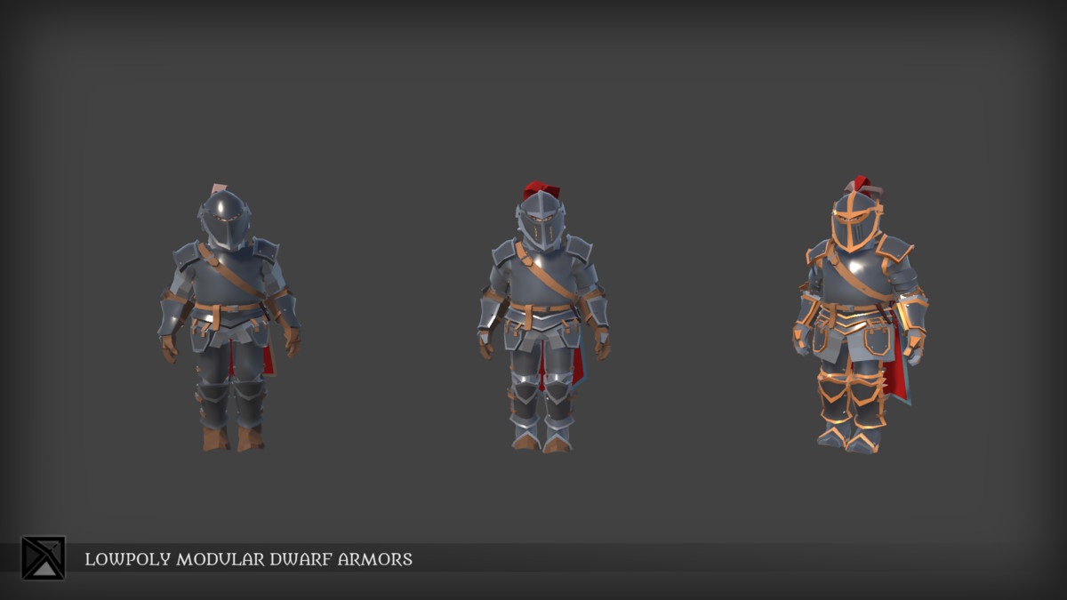 Lowpoly Dwarves Modular Armors Bundle- MEDIEVAL FANTASY SERIES