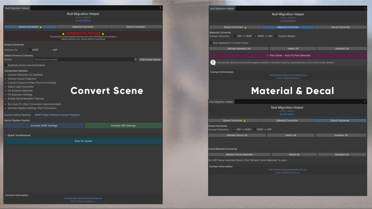Null Migration Helper | URP/HDRP Converter