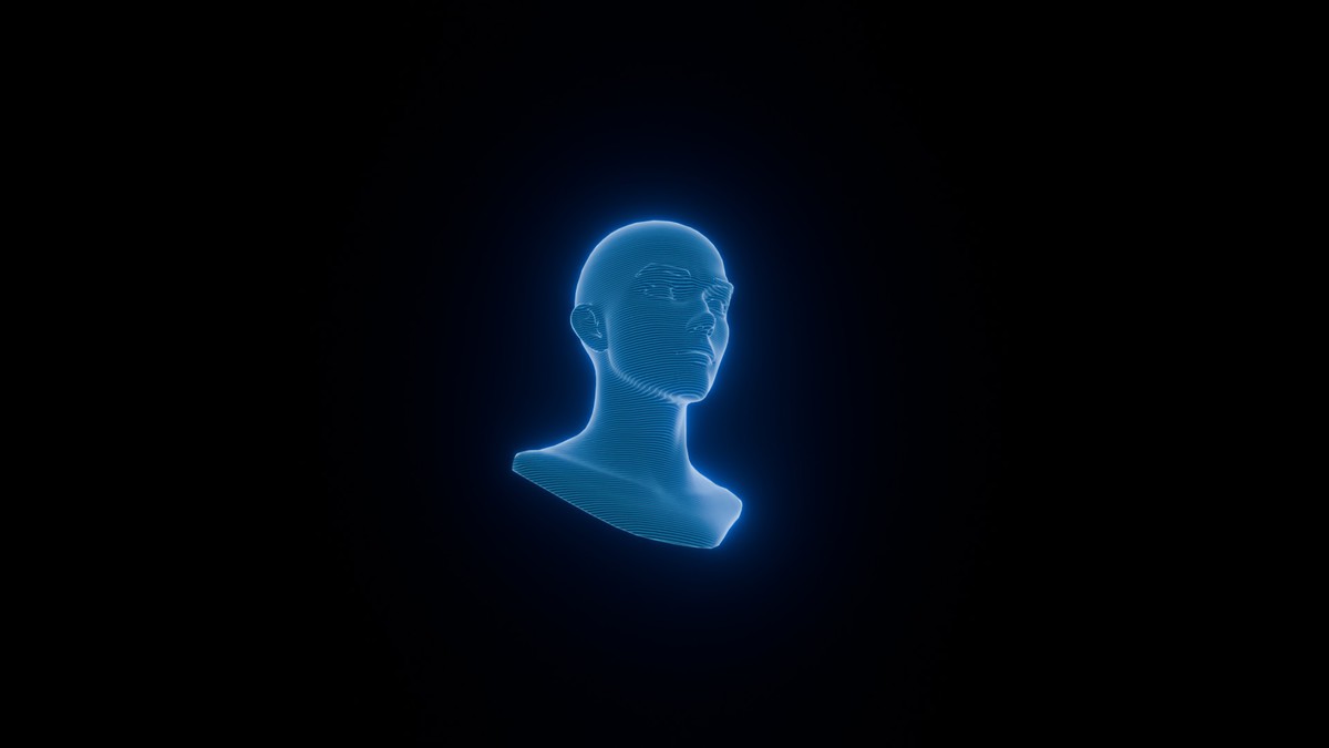 Anime Human Hologram Heads 3D Model Rigged with Facial Expressions