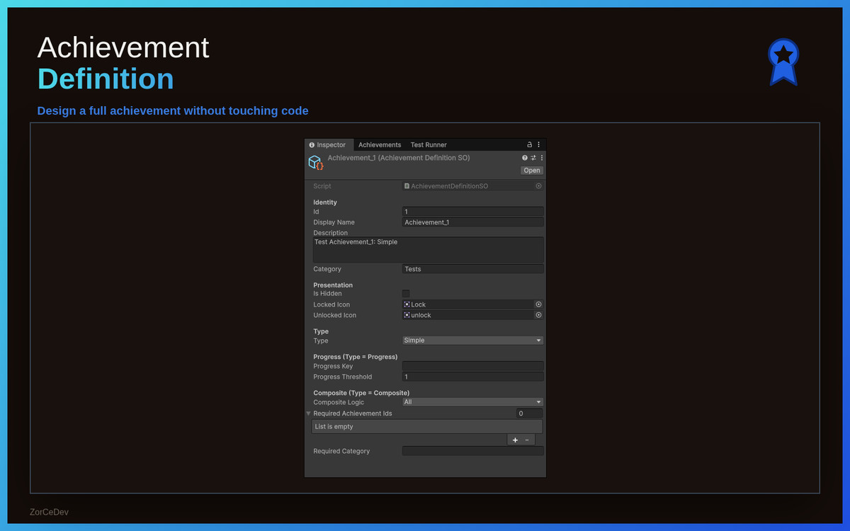 Achievement System - ZorCeDev