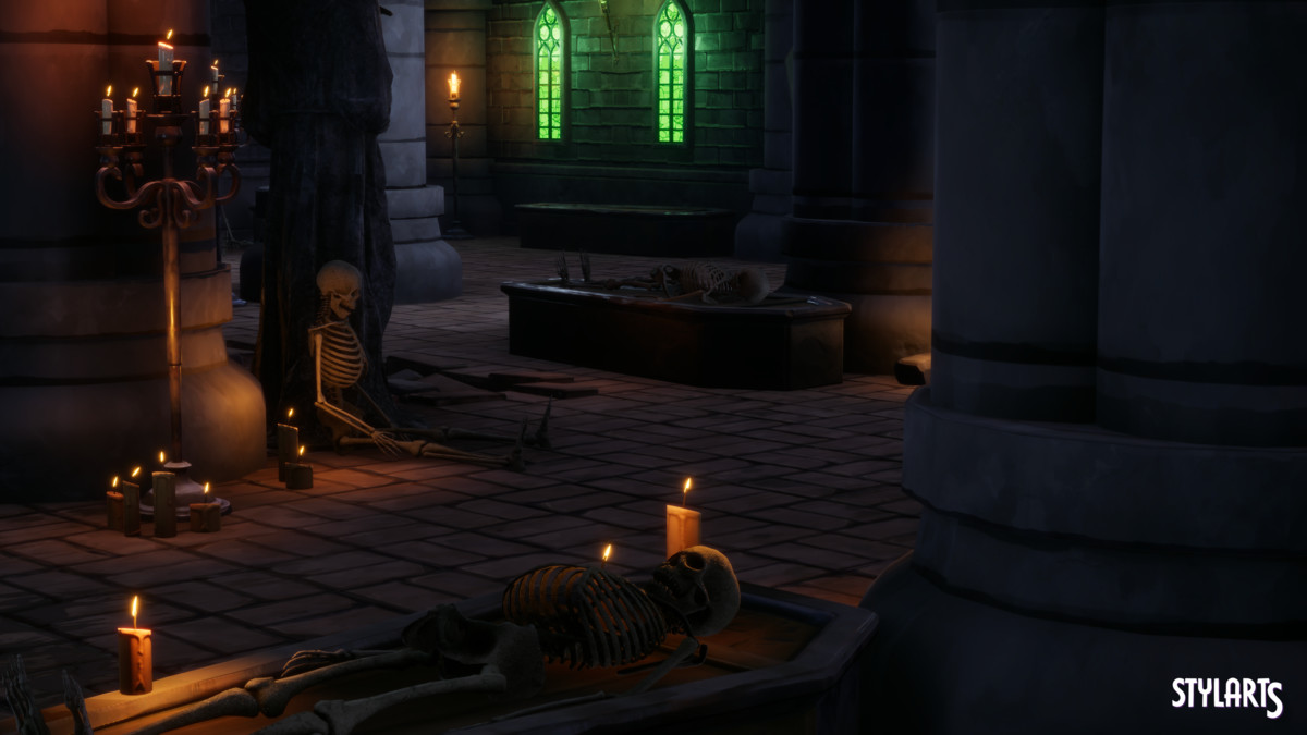 Stylized Spooky Cemetery Crypt