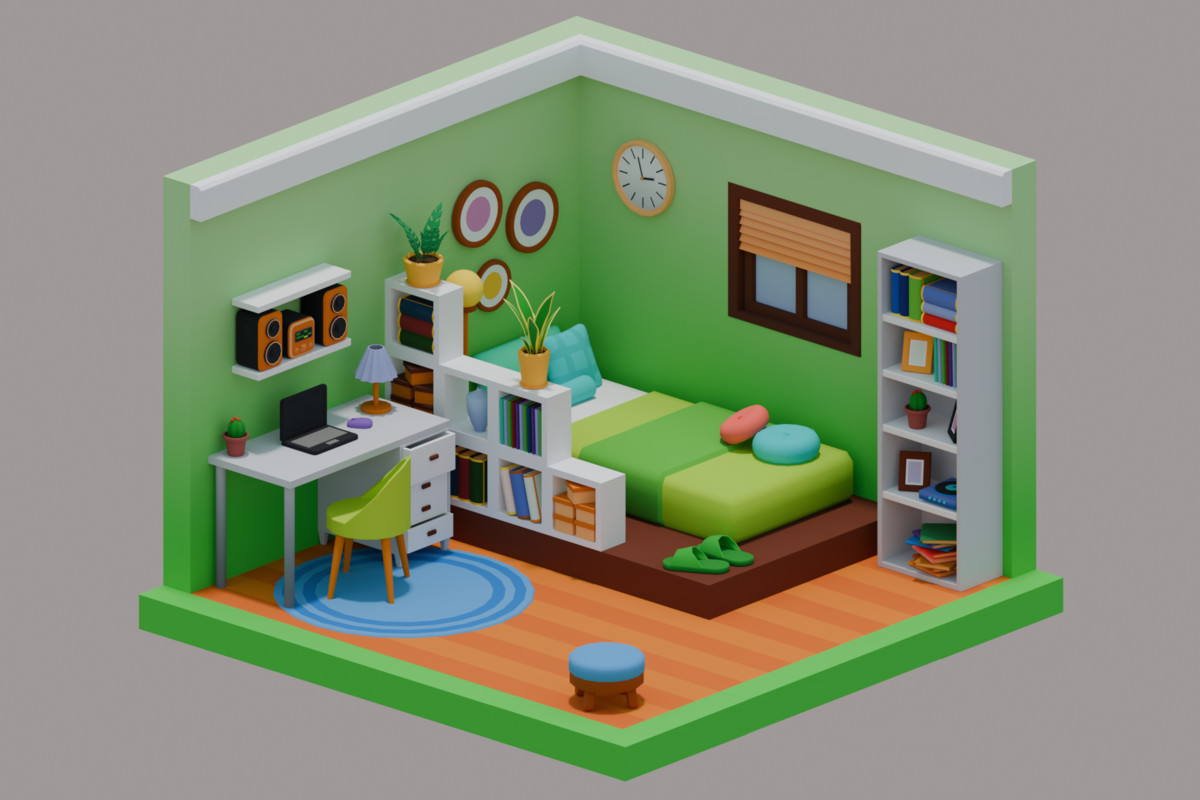 Low Poly Modular Bedroom Pack (770+ Props)