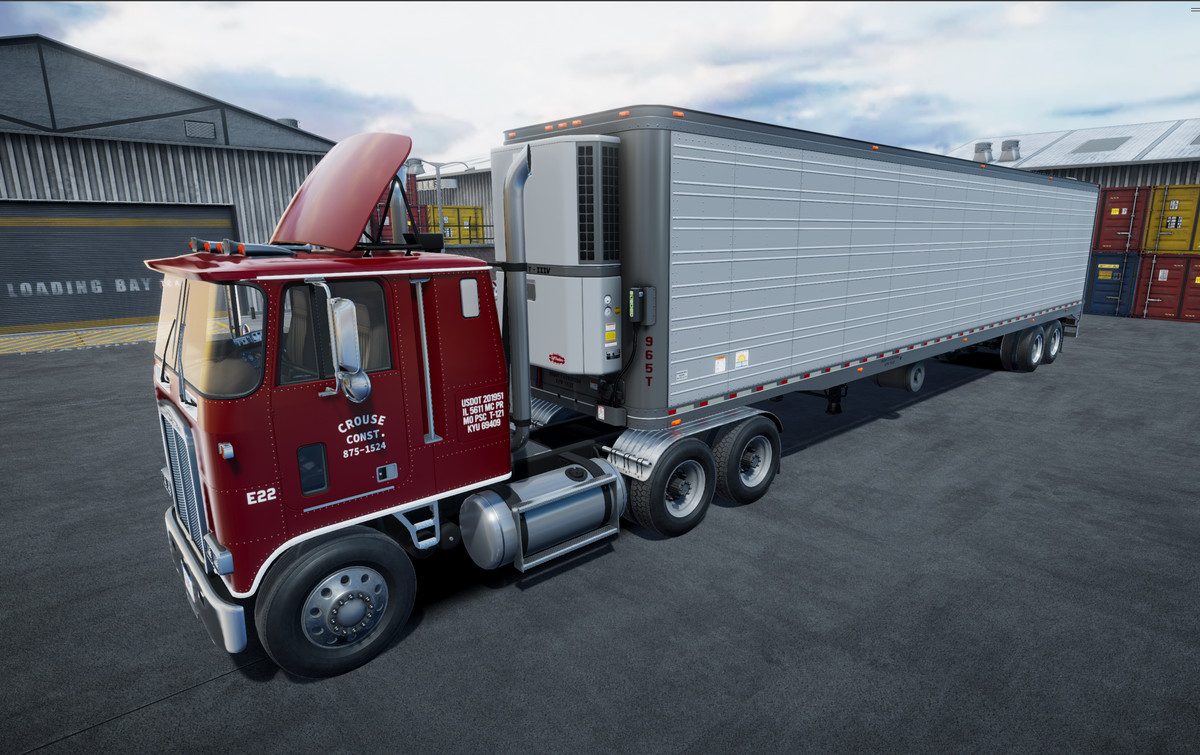 80s cabover with refrigerated trailer