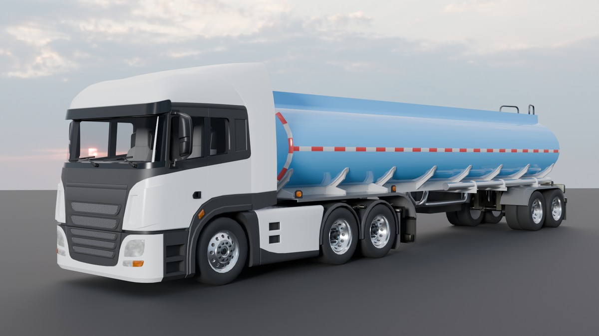 European Semi Truck + Tanker Trailer | Detailed Interior & Functional Lights